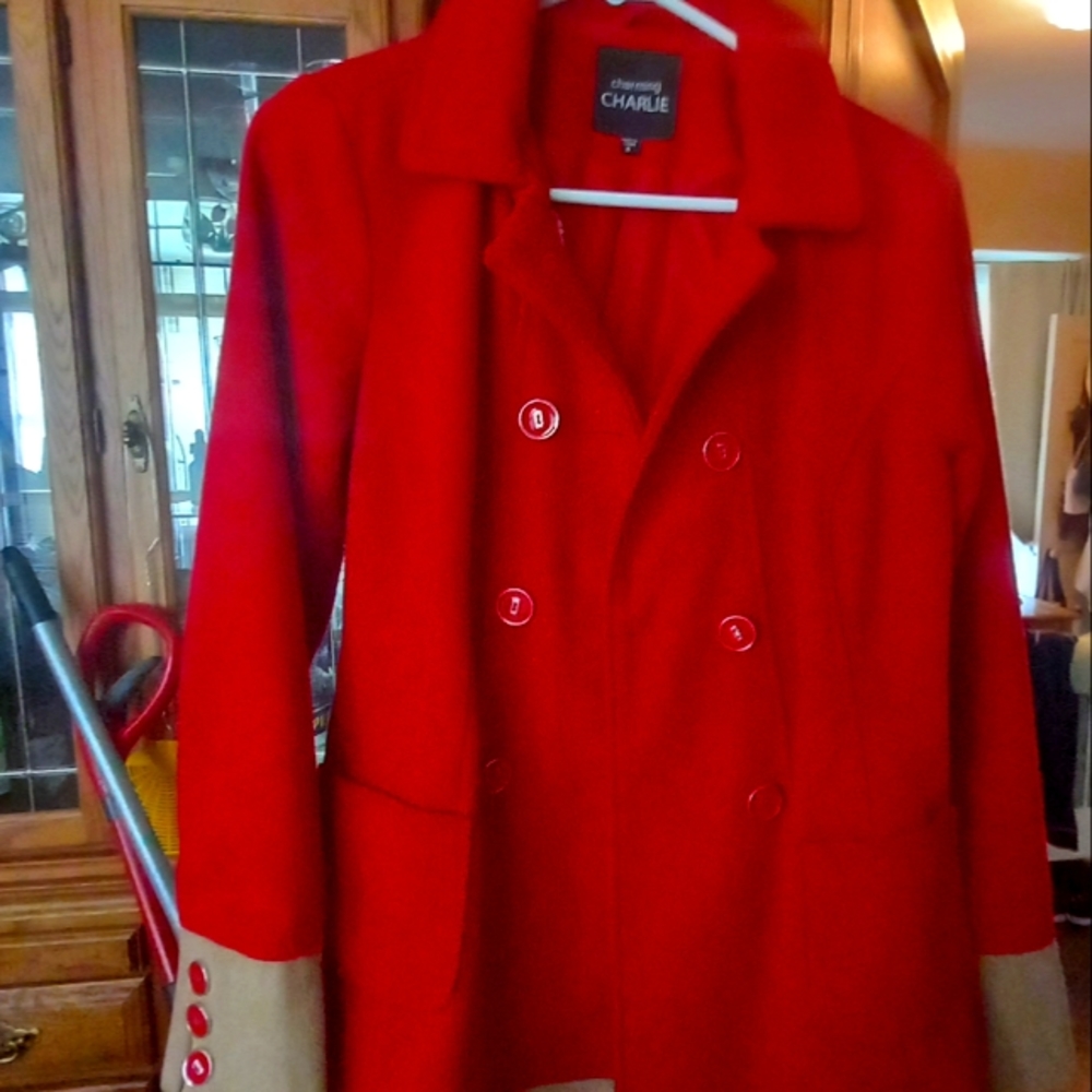 Classy red peacoat